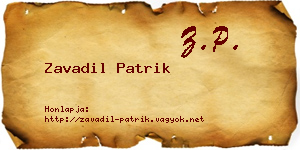 Zavadil Patrik névjegykártya